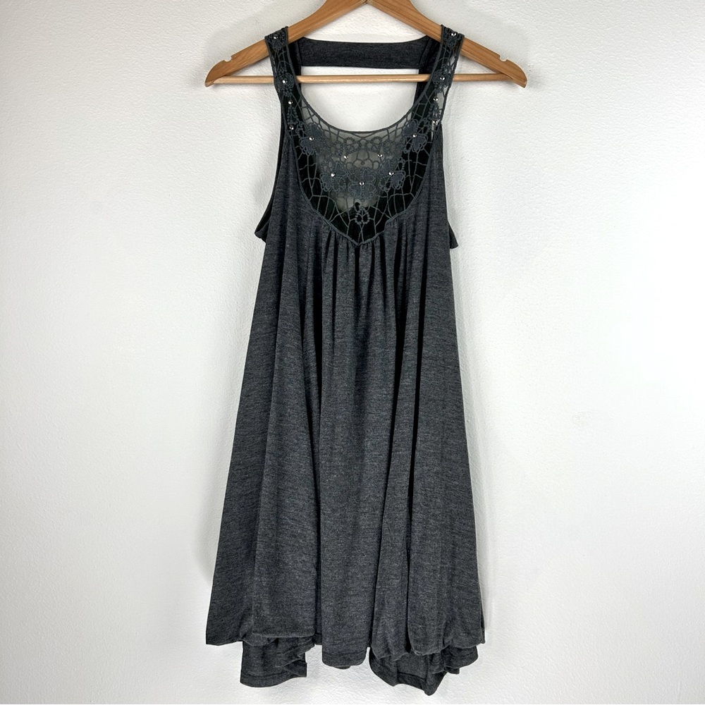 NWT David Kahn Women’s Gray Bubble Tunic Tanktop Summer Casual Size L